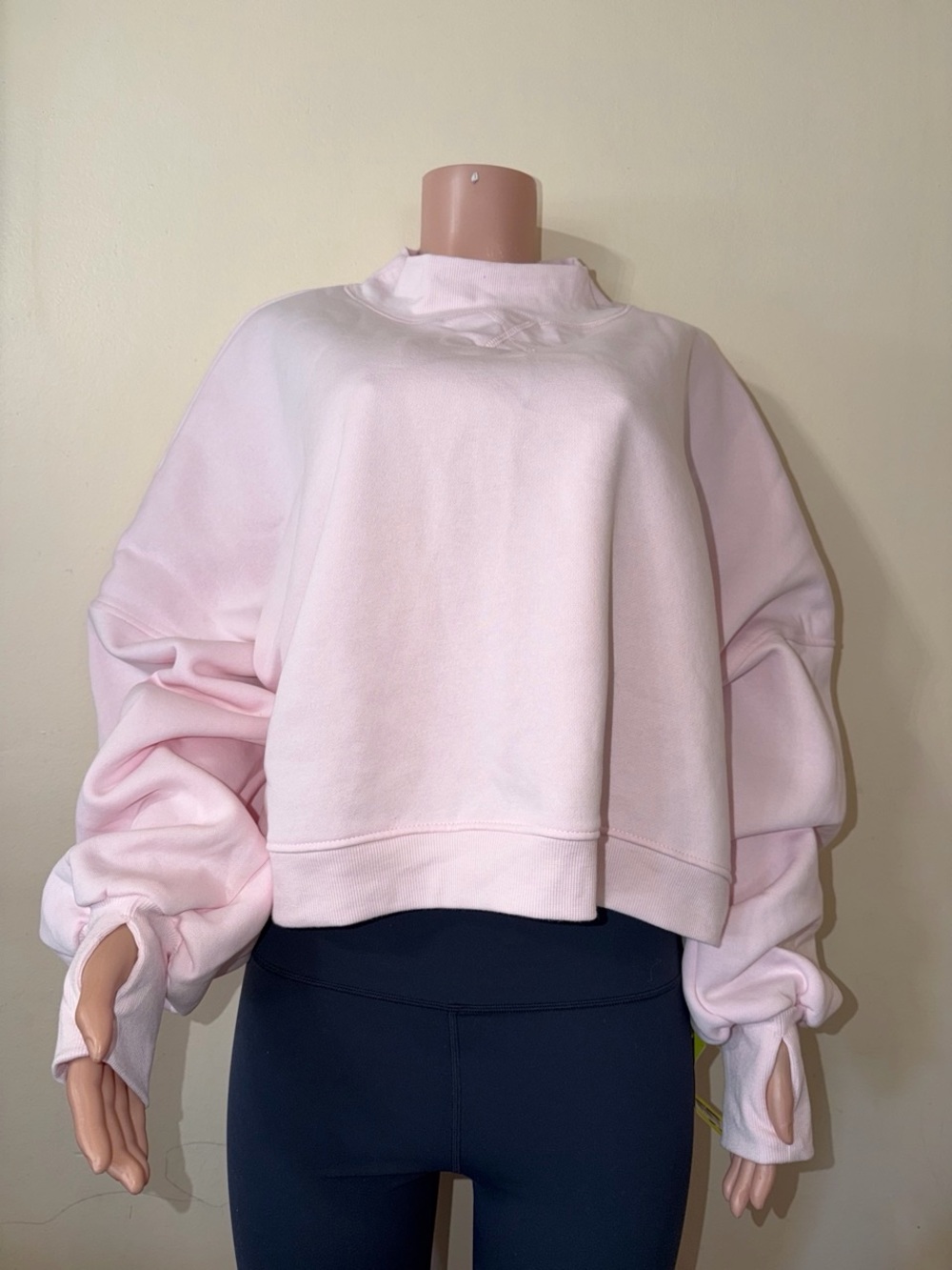 Women's Oversized Pink Cropped Sweatshirt